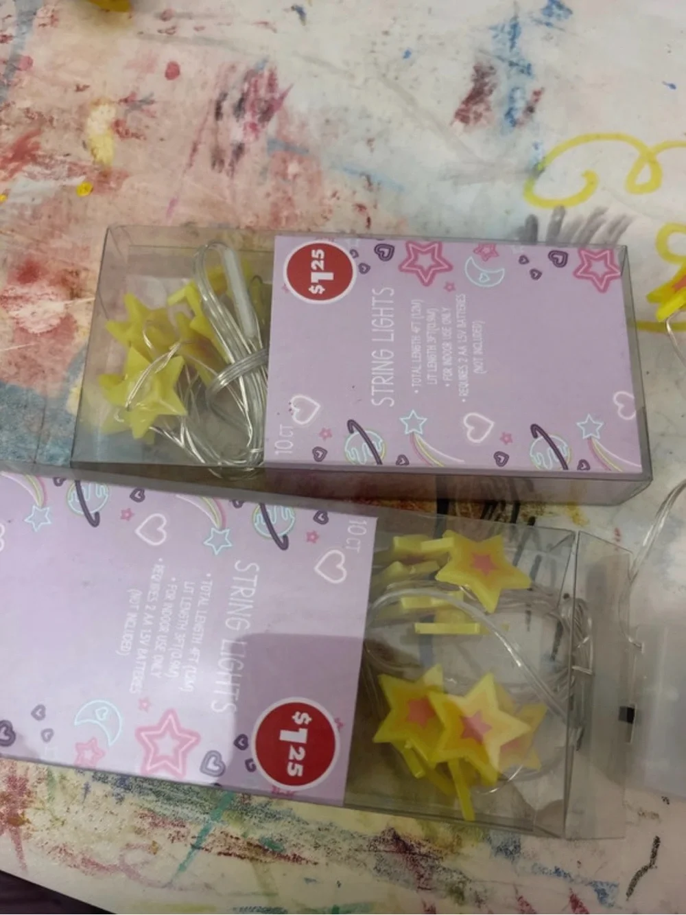 Yellow Star String Lights - Battery Operated Decorative Stars